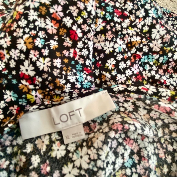 The Loft Dark Floral Ditsy Long Sleeve Work Office Blouse Top XL Spring Summer - Picture 4 of 7